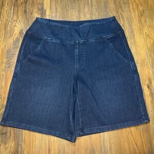 Belle By Kim Gravel size 8 dark indigo stretchy pull on denim shorts
